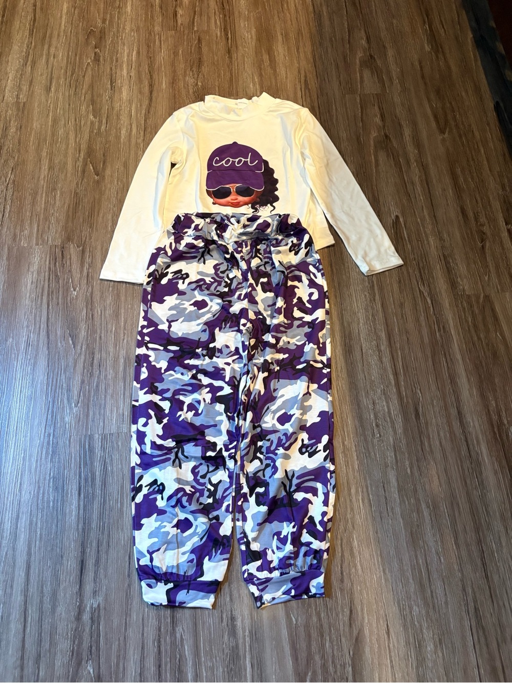 Purple Camo Jogger Pant Set - Kids Casual Pull-On